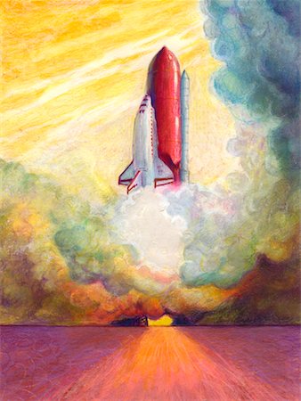 pictures of space rockets - Illustration of Rocket Lift-off Stock Photo - Rights-Managed, Code: 700-00365774