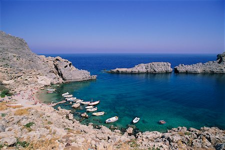 simsearch:400-03933433,k - St Paul Port at Lindos Rhodes Island, Greece Fotografie stock - Rights-Managed, Codice: 700-00367835