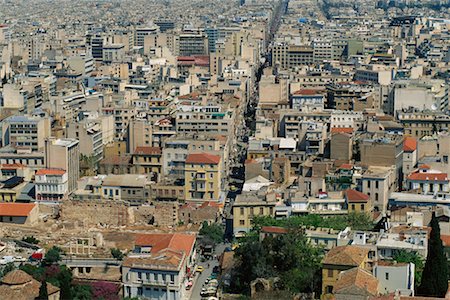 Vue d'ensemble de la ville d'Athènes, Grèce Photographie de stock - Rights-Managed, Code: 700-00367990