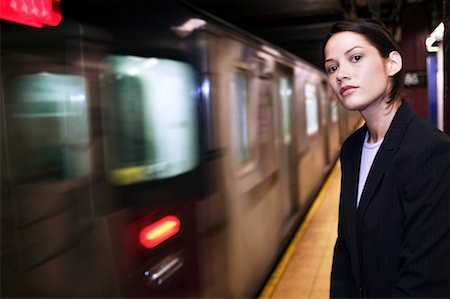 Woman Waiting for Subway Stock Photo - Rights-Managed, Code: 700-00363878