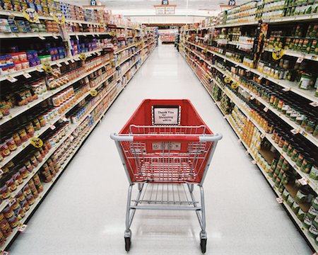 empty shopping cart - Caddie vide en épicerie Photographie de stock - Rights-Managed, Code: 700-00404115