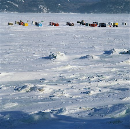 Ice Fishing Cabins, Fjord du Saguenay, Quebec, Canada Stock Photo - Rights-Managed, Code: 700-00425393