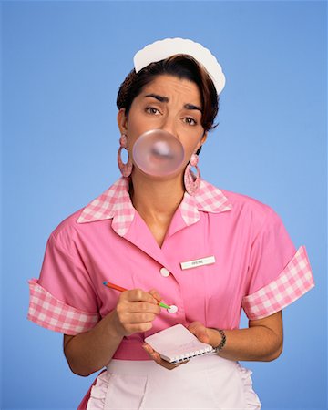 funny pictures people chewing gum - Waitress Stock Photo - Rights-Managed, Code: 700-00426093