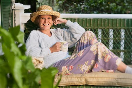 porch coffee - Portrait of a Woman Stock Photo - Rights-Managed, Code: 700-00426386