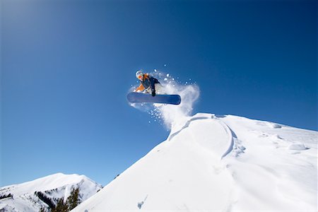 simsearch:640-03257107,k - Snowboarder Jumping Stock Photo - Rights-Managed, Code: 700-00429854