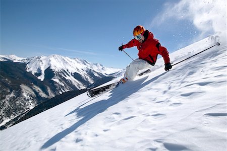 Downhill Skiier, Highland Bowl, Aspen, Colorado, USA Foto de stock - Con derechos protegidos, Código: 700-00429859