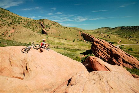 Man Mountain Biking, Red Rocks, Colorado, USA Stock Photo - Rights-Managed, Code: 700-00429919