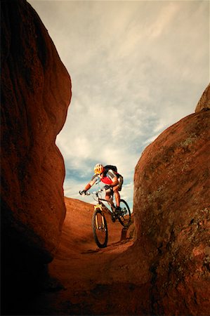 Man Mountain Biking, Red Rocks, Colorado, USA Stock Photo - Rights-Managed, Code: 700-00429927