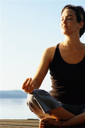 Woman Meditating Outdoors Stock Photo - Rights-Managed, Code: 700-00430242