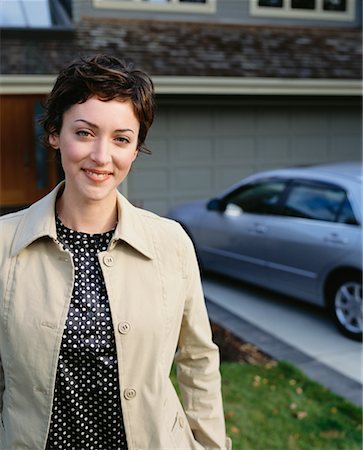 Woman in Front of House and Car Stock Photo - Rights-Managed, Code: 700-00440040