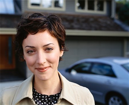 Woman in Front of House and Car Stock Photo - Rights-Managed, Code: 700-00440041