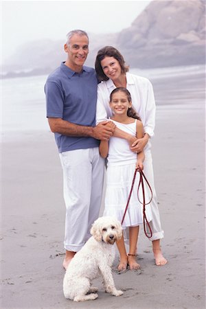 family portrait daughter dog - Portrait of Family at Beach Stock Photo - Rights-Managed, Code: 700-00458064