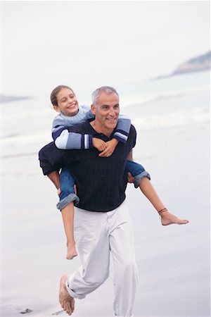 piggyback daughter at beach - Father and Daughter at Beach Stock Photo - Rights-Managed, Code: 700-00458067