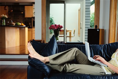 Woman on Sofa, Using Laptop Stock Photo - Rights-Managed, Code: 700-00458108