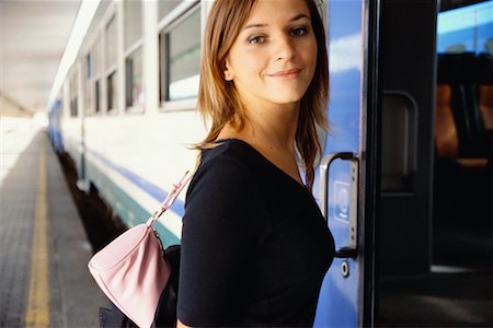 Woman Boarding Train, Florence, Tuscany, Italy Stock Photo - Rights-Managed, Code: 700-00458305