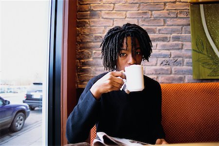 dreads teen - Teenager Drinking Coffee Stock Photo - Rights-Managed, Code: 700-00453444