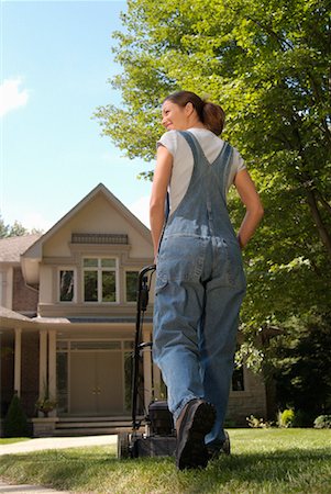 Woman Mowing Lawn Stock Photo - Rights-Managed, Code: 700-00477537