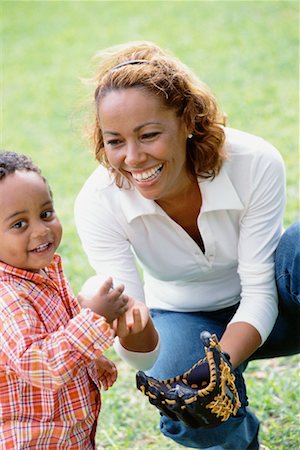 pictures of playing catch with baseball - Mother and Son Outdoors Stock Photo - Rights-Managed, Code: 700-00478580