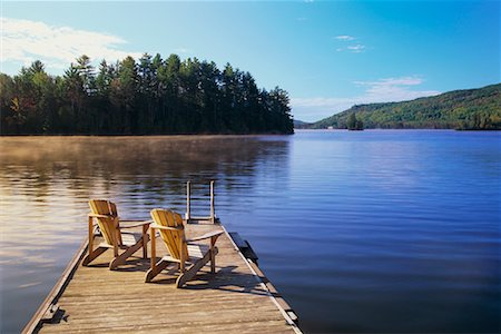 empty chair on dock - Adirondack Chairs on Dock Stock Photo - Rights-Managed, Code: 700-00481979