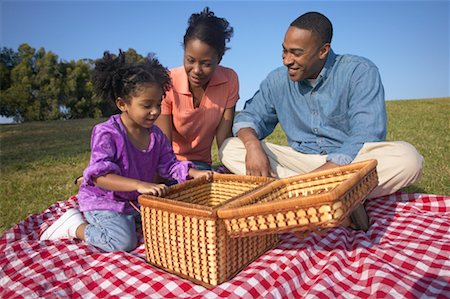 family picnic african american - Father, Mother and Daughter Outdoors Stock Photo - Rights-Managed, Code: 700-00515374