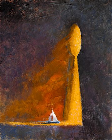 enlightenment illustration - Sailboat Drifting Through Giant Keyhole Stock Photo - Rights-Managed, Code: 700-00515985