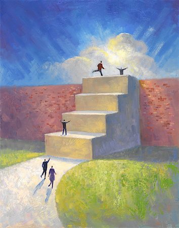 run stair - People Running Up Stairs to Get Over a Brick Wall Stock Photo - Rights-Managed, Code: 700-00515991