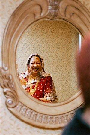 Bride Looking in Mirror Stock Photo - Rights-Managed, Code: 700-00518606