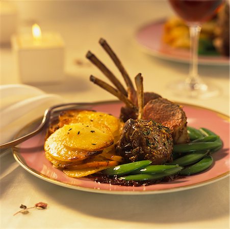 simsearch:872-08915070,k - Lamb Dinner with Potatoes and Beans Stock Photo - Rights-Managed, Code: 700-00518957