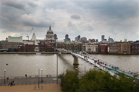 The Millennium Bridge and Thames River, London, England Stock Photo - Rights-Managed, Code: 700-00513857