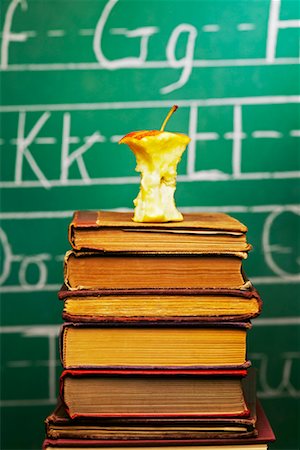 Apple Core on Stack of Books Stock Photo - Rights-Managed, Code: 700-00524083