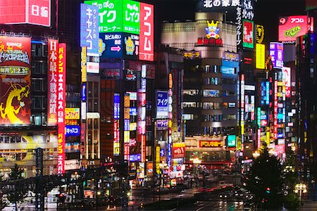 City Lights in Shinjuku at Dusk, Tokyo, Japan Stock Photo - Rights-Managed, Code: 700-00524350