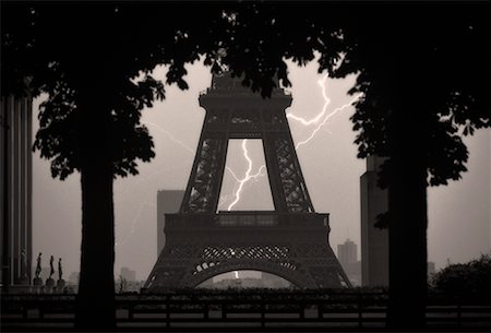 simsearch:700-00054573,k - Eiffel Tower in Thunderstorm, Paris, France Stock Photo - Rights-Managed, Code: 700-00524375