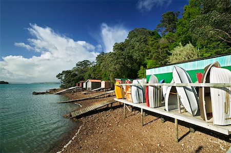 Boathouses, Rocky Bay, Waiheke Island, New Zealand Fotografie stock - Rights-Managed, Codice: 700-00524718
