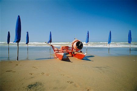 Lifeguard Boat on Beach, Santa Severa, Italy Stock Photo - Rights-Managed, Code: 700-00526485
