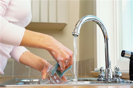 pictures of water glass and faucet - Woman Washing Dishes Stock Photo - Rights-Managed, Code: 700-00528879