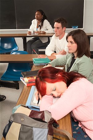 exhausted black teen - Student Sleeping in Classroom Stock Photo - Rights-Managed, Code: 700-00521026