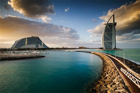 Jumeirah Beach Hotel and Burj al Arab Hotel, Dubai, United Arab Emirates Stock Photo - Rights-Managed, Code: 700-00521422