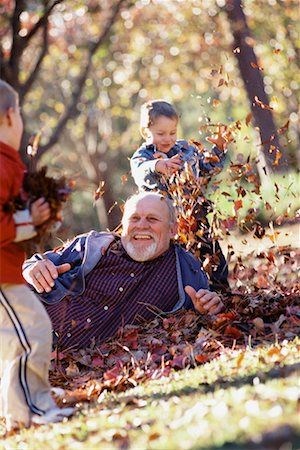 Grandfather and Grandsons Outdoors in Autumn Stock Photo - Rights-Managed, Code: 700-00522341