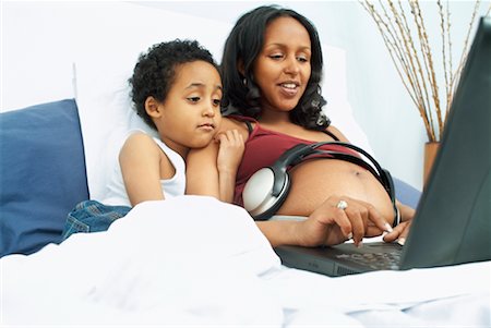 pregnant music - Mother and Son Using Laptop Computer Stock Photo - Rights-Managed, Code: 700-00522904