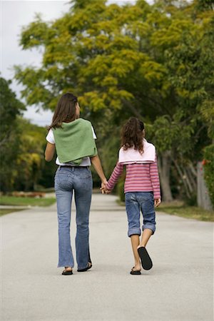 people walking away street - Mother and Daughter Walking While Holding Hands Stock Photo - Rights-Managed, Code: 700-00523282