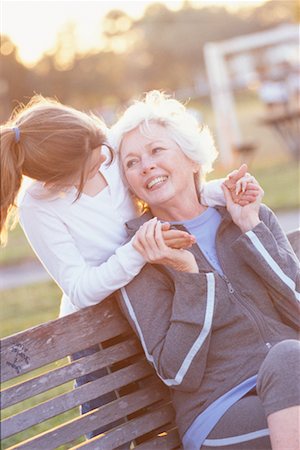 portrait of family on park bench - Grandmother and Granddaughter Outdoors Stock Photo - Rights-Managed, Code: 700-00523493