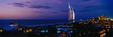 dubai resorts - Burj al Arab Hotel and Madinat Jumeirah Resort, Dubai, United Arab Emirates Stock Photo - Rights-Managed, Code: 700-00523555