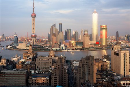 Vue d'ensemble de la ville, Pudong, Shanghai, Chine Photographie de stock - Rights-Managed, Code: 700-00544407