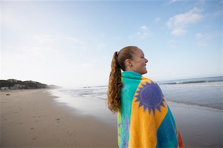 Girl with Towel on Beach Stock Photo - Rights-Managed, Code: 700-00546187