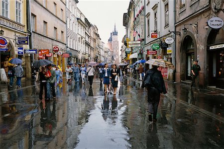 rainy street scene - Street Scene, Krakow, Poland Stock Photo - Rights-Managed, Code: 700-00547466