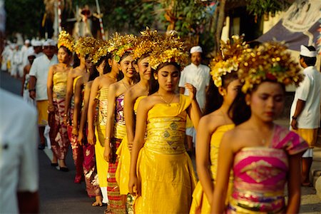 Procession of Young Women Down The Street, Bali, Indonesia Stock Photo - Rights-Managed, Code: 700-00554755