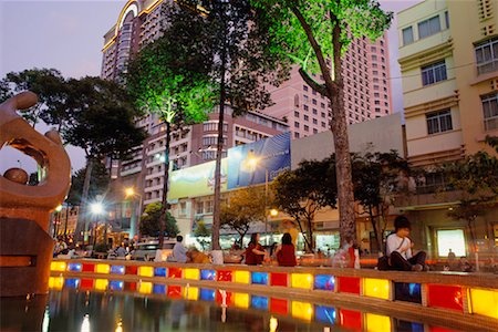 Pond and Patio in City, Ho Chi Minh City, Vietnam Stock Photo - Rights-Managed, Code: 700-00555658