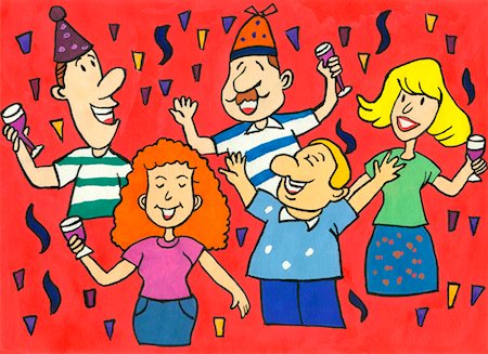 friends new year - Illustration of People at a Party Stock Photo - Rights-Managed, Code: 700-00555948