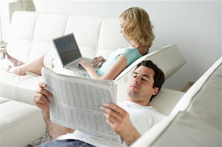 Couple Relaxing at Home Stock Photo - Rights-Managed, Code: 700-00557217