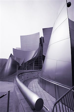 photographs black and white of famous buildings - Walt Disney Concert Hall, Los Angeles, California, USA Stock Photo - Rights-Managed, Code: 700-00550522